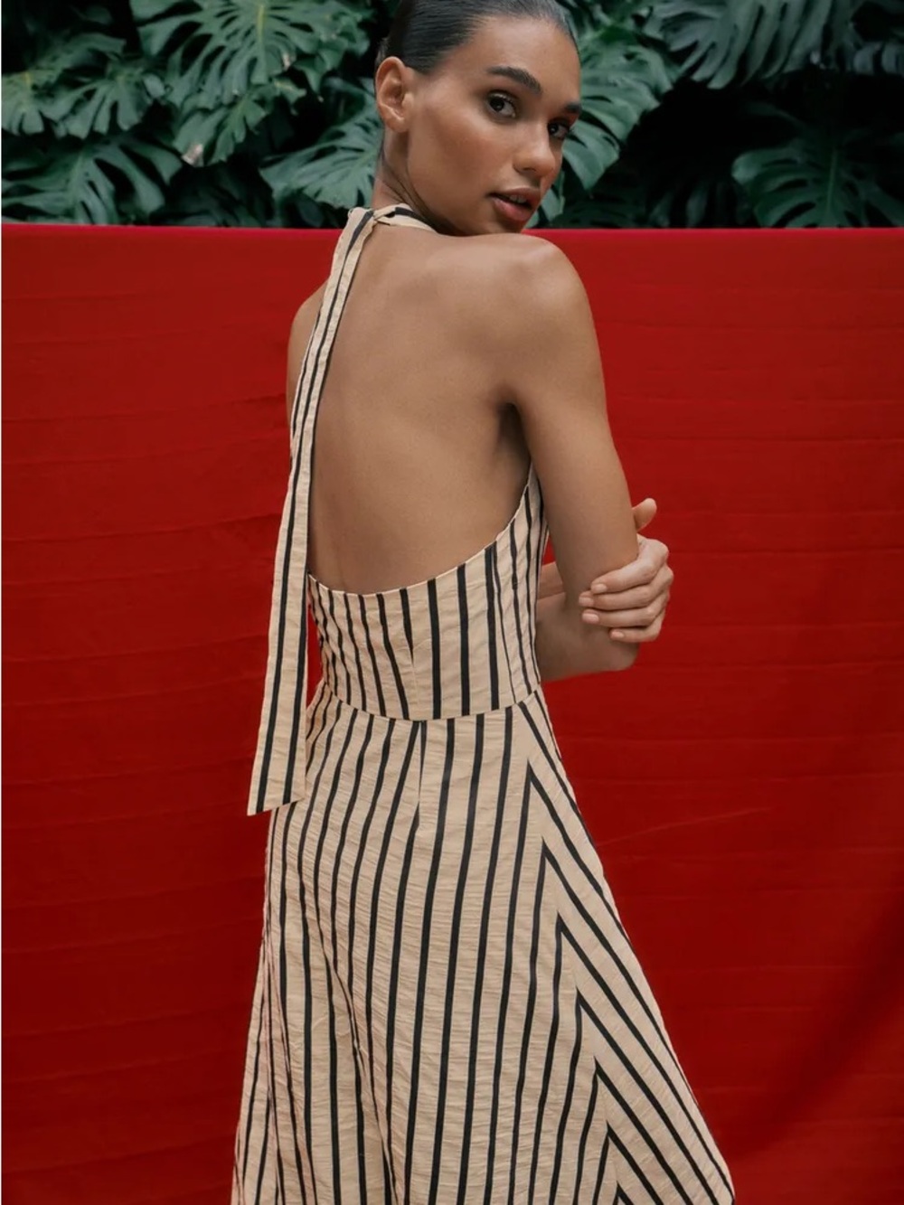 Zara Cream and Black Striped Halter Dress - Picture 9 of 9